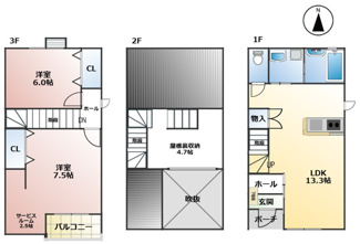 【間取り】 | （仮称）烏森町3-35連家宙