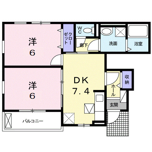 Ⅰ・1階２ＤＫ・間取図