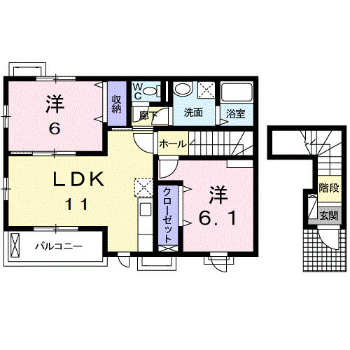 Ⅰ・2階・２L ＤＫ間取図