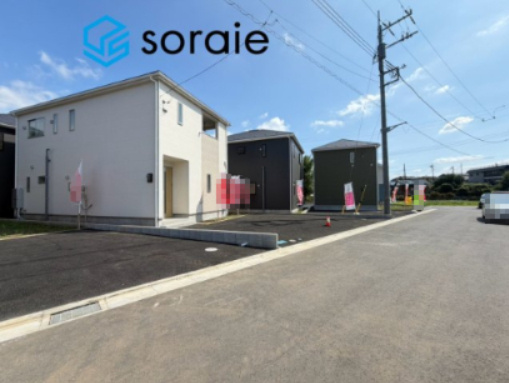 飯能市青木第5　全8棟　新築戸建　クレイドルガーデンの前面道路含む現地写真|8/4　撮影