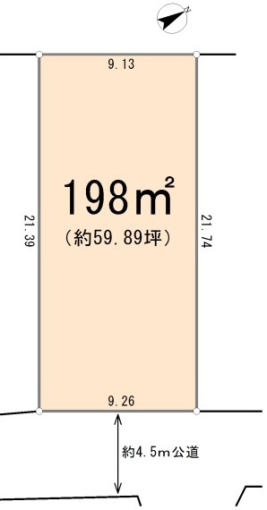 東松山市上唐子　土地59坪の土地図|約59坪の整形地となります。