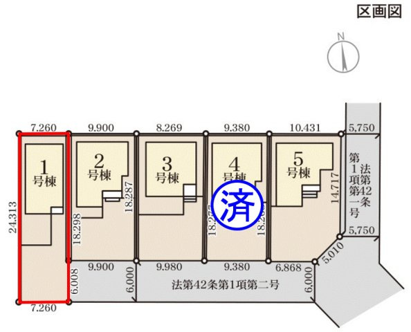 高崎市新町第８（全5棟）1号棟の区画図