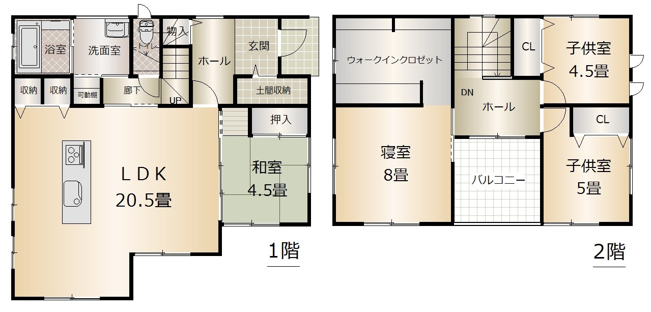 岡山市南区浦安本町 中古住宅の間取り|◆一人一人のお部屋がしっかり取れる4LDK＋WICの間取りです。