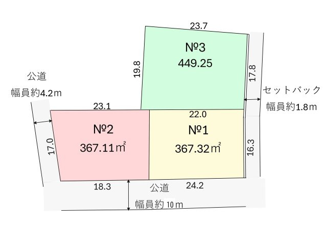 飯能市大字下加治の売地の区画図|約111坪の敷地です