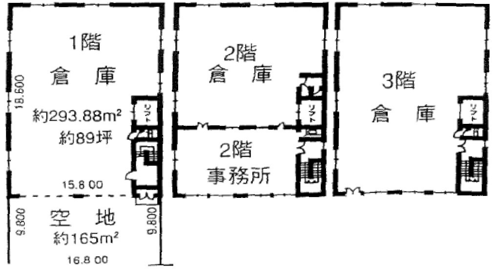 大阪市東住吉区今川5丁目貸倉庫154万円の間取り