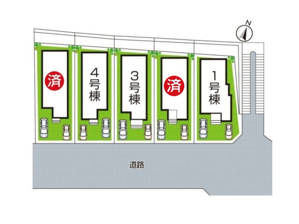 神戸市北区鹿の子台北町　第1期　新築一戸建ての区画図|全5区画