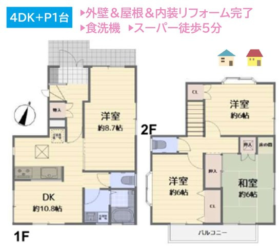 【間取り】 | リビングに隣接した洋室は、一体利用することで、開放感がUPします♪
畳表替えが完了した和室は、クッション性があるので、寝室としても◎