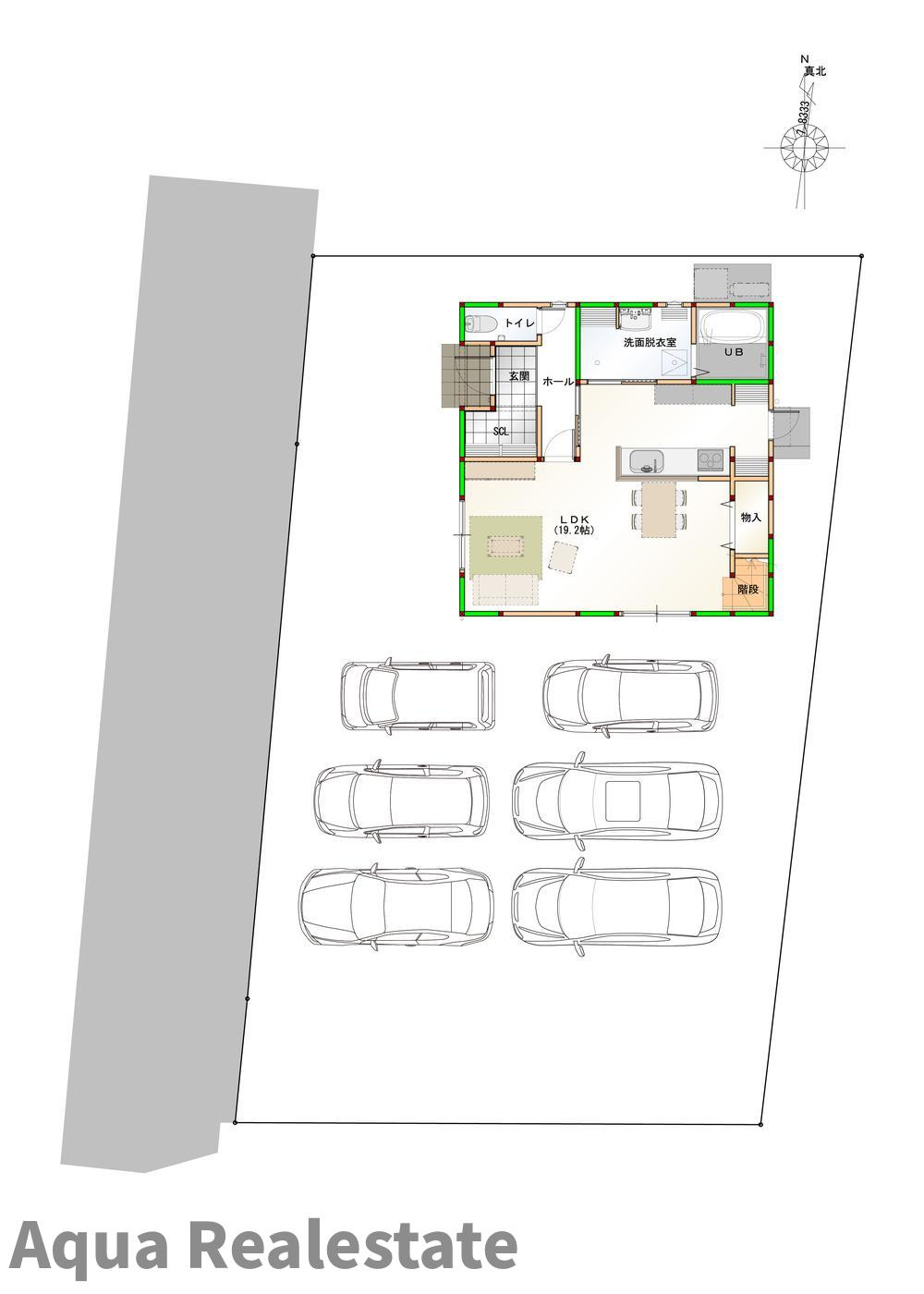 オール電化デザイナーズハウス高松市新田町建売⑤の前面道路含む現地写真