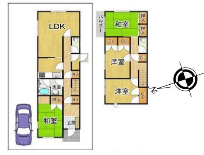 西宮市北六甲台　中古一戸建ての間取り