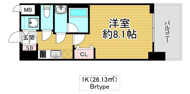 東大阪市高井田西６丁目の賃貸マンションの間取り