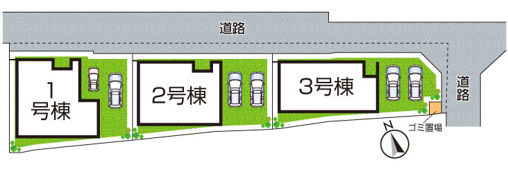 岸和田市岸城町　第2期　新築一戸建ての区画図|全３区画