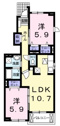 【間取り】 | 設備充実の2LDKのお部屋！
