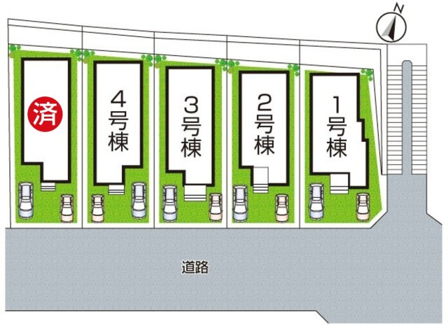 12日(土)13日(日)現地ご見学可能！　神戸市北区鹿の子台北町　全5邸の区画図|全5区画