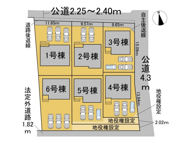 リーブルガーデン　岐阜市東鶉　全6区画分譲の区画図|■区画図
■YAMADA電機の　ヤマダ不動産　株式会社リライフ　
いつでもお問合わせ下さい。