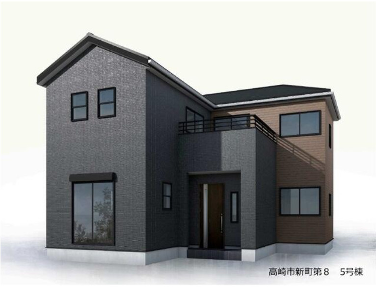 高崎市新町第８（全9棟）5号棟の外観パース|外観パースです