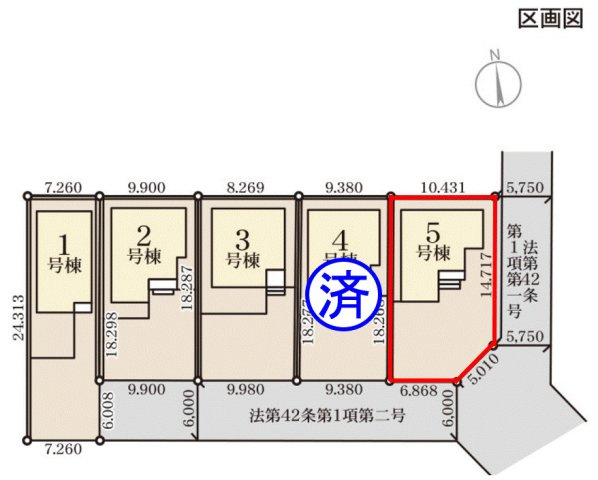 高崎市新町第８（全5棟）5号棟の区画図
