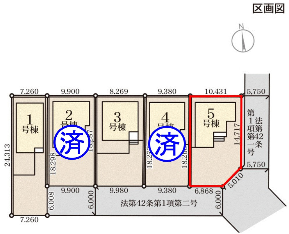 高崎市新町第８（全9棟）5号棟の区画図