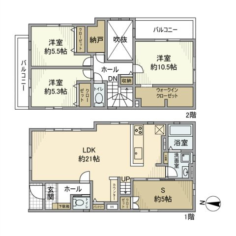 西平井戸建の間取り