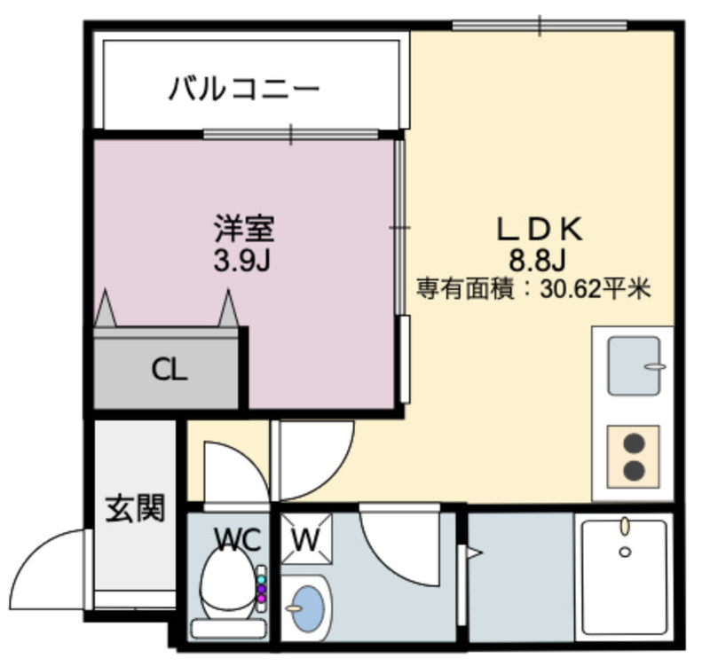 D porta Pluto(近畿大学一人暮らし)の間取り