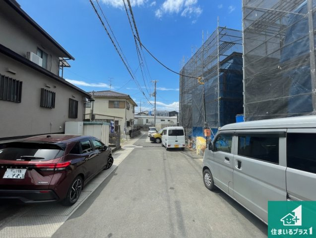 ★宇治市羽拍子町　第2期　新築一戸建ての前面道路含む現地写真|周辺は落ち着いた街並みの住宅地！子育てがしやすい住環境です！まだ未完成ですが、現地でしかわからない事もございます。是非一度ご覧ください。