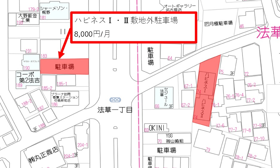 ハピネスⅡの地図