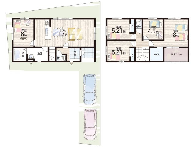 宇治市羽拍子町　第2期　新築一戸建ての間取り|2号地