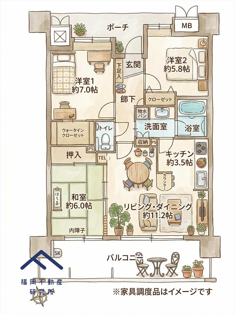 ウェルリバービュー天神の間取り