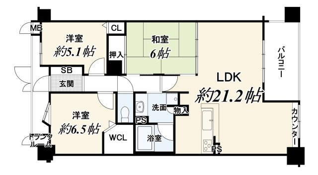 ディークラディア醍醐駅前の間取り|3LDK、価格3580万円、専有面積84.7m2、バルコニー面積7.6m2 3LDK、価格3180万円、専有面積84.70m2、バルコニー面積7.6m2