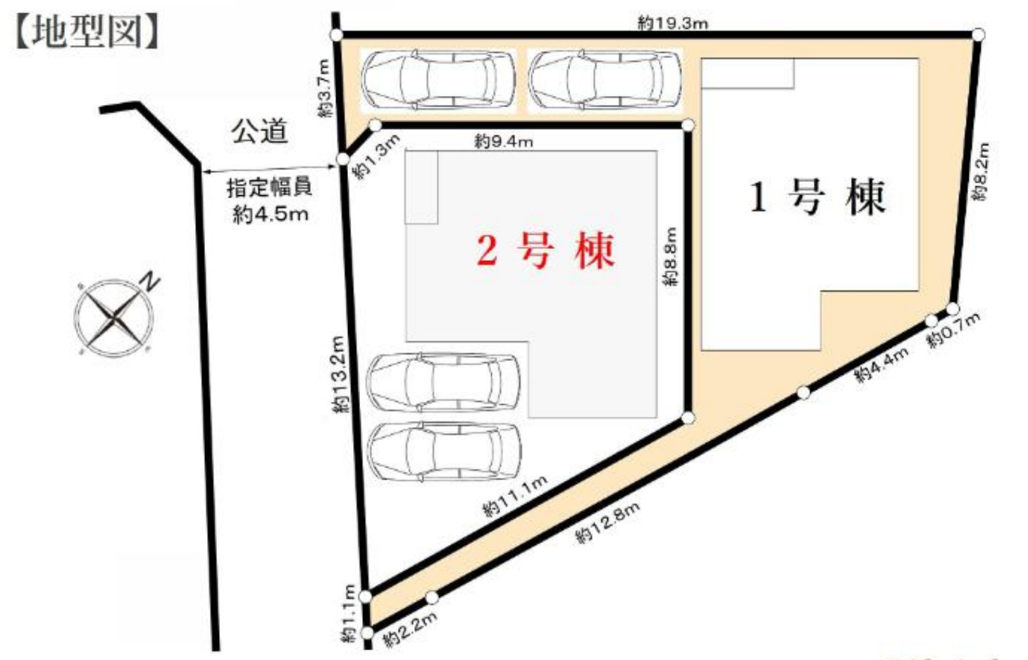 横浜市南区大岡3丁目 新築戸建て【仲介手数料無料】カースペース2台の区画図