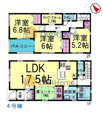 明石市二見町西二見　全3棟　4号棟　新築戸建の間取り|【ホームページに現地動画掲載中】●年中無休：当日予約可●住宅性能評価取得の安心住宅！4LDK！和室付