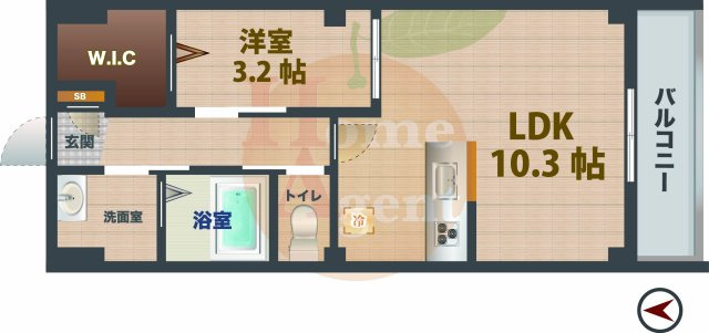 【間取り】 | スカイガーデン上石神井 | 1LDKのお部屋です。