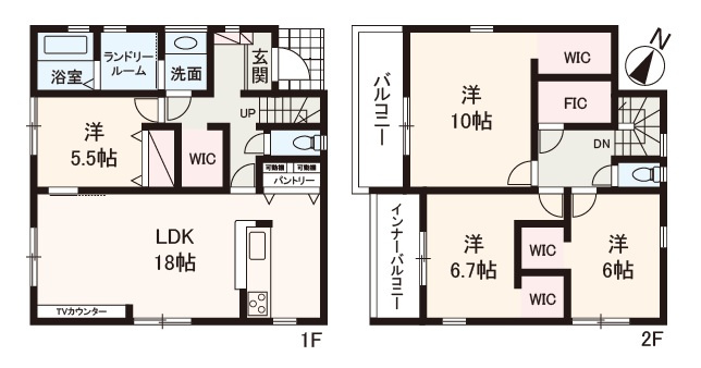 【間取り】 | Livele Garden.S堺市南区庭代台1丁 | 4つのWICなど収納充実、4LDK新築戸建！突然の雨も安心のインナーバルコニー付きです。
