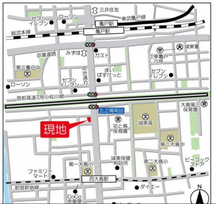 プラウドタワー亀戸の地図