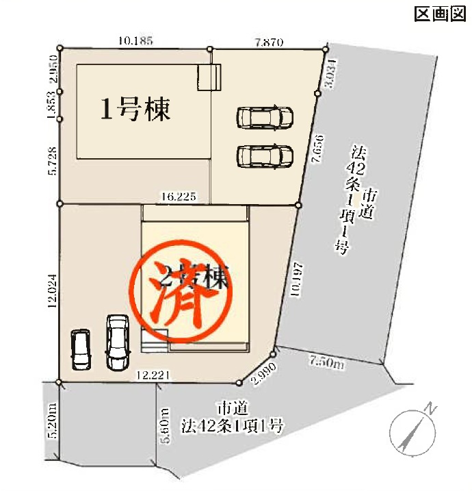 【Livele Garden】　久喜市南栗橋　第２　全2邸の区画図|全棟配置図