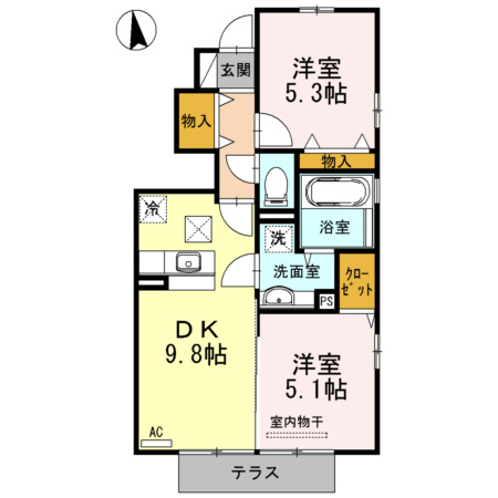 セジュールグレイス B棟の間取り