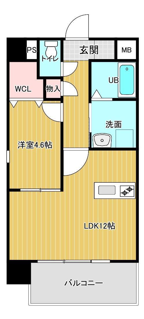熊本市中央区新町３丁目の賃貸マンションの間取り