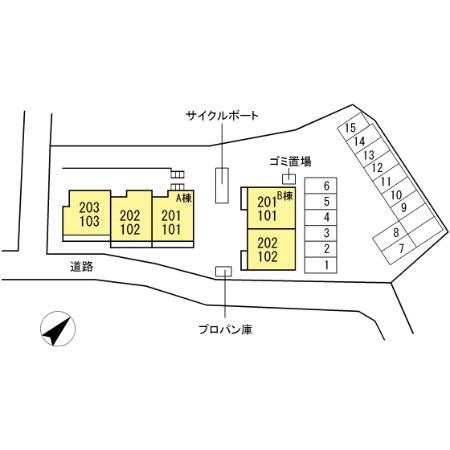 ペルーシェ B棟の区画図