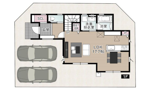 「SCL＆WIC＆パントリー」南国市大そね甲南国大そね5　2号地新築一戸建ての間取り|1階間取り図