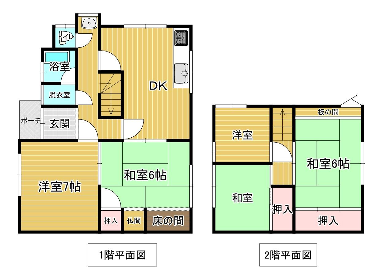 【No.7632】南安長1丁目/5DK/中古住宅の間取り