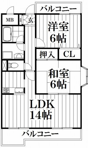 【間取り】 | グランドール福川Ⅱ