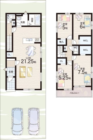 栗東市手原　第1期　新築一戸建ての間取り|2号地