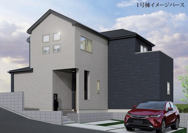 横浜市港南区芹が谷1丁目 新築戸建て【仲介手数料無料】カースペース2台の外観パース