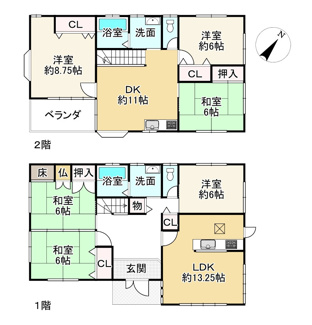 【間取り】 | 近江八幡市西庄町　中古戸建