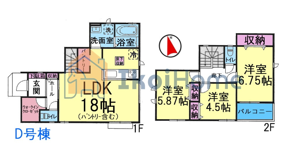 明石市魚住町西岡　全4棟D号棟　新築戸建の間取り|【ホームページに現地動画掲載中】●年中無休：当日予約可●4LDKの間取り！パントリー＆WIC完備！