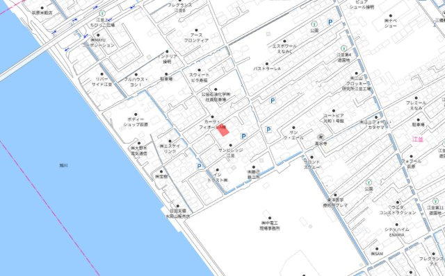 中区江並　中古戸建の地図