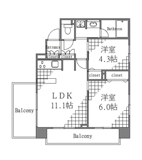 【間取り】 | パークキューブ浅草田原町