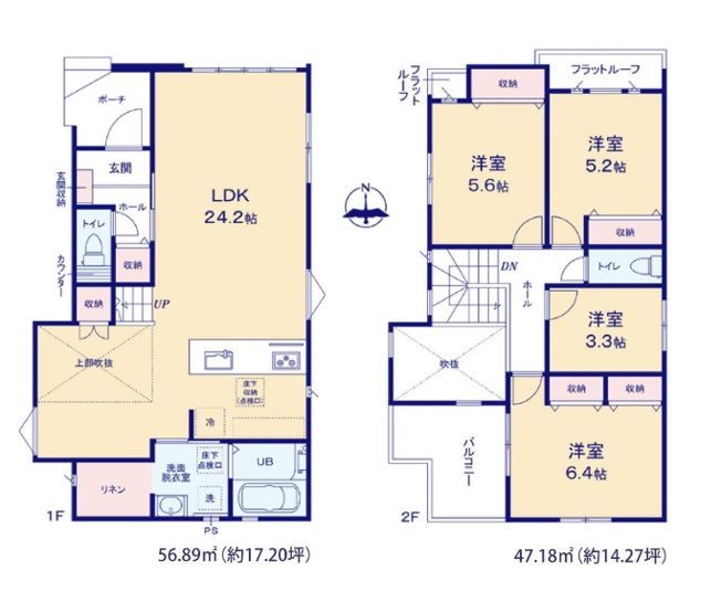 【間取り】 | 糟屋郡志免町桜丘3丁目5期　1号棟（全2棟）【仲介手数料無料・0円】 | 平日、土日祝日もお好きな日時にご見学可能です。お気軽にお問合せ下さい。
