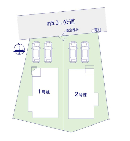 【区画図】 | 糟屋郡志免町桜丘3丁目5期　1号棟（全2棟）【仲介手数料無料・0円】 | 区画図です。1号棟