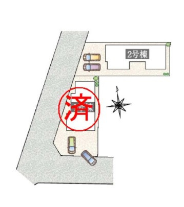 半田市庚申町2丁目　2号棟の区画図