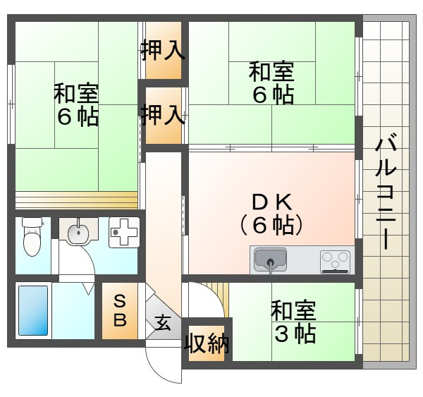 新多聞第2住宅116号棟の間取り